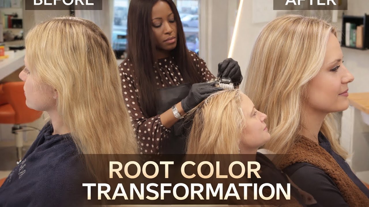 ROOT TOUCH‑UP TRANSFORMATION | Gray Roots to Fresh Color ✨