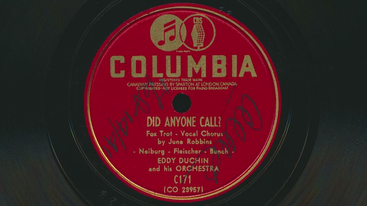 EDDY DUCHIN Did Anyone Call? (1941) June Robbins vocals - 78 RPM Record