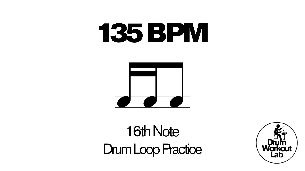 16th Note Drum Exercise | 1 e & | 135 BPM | Drum Loop