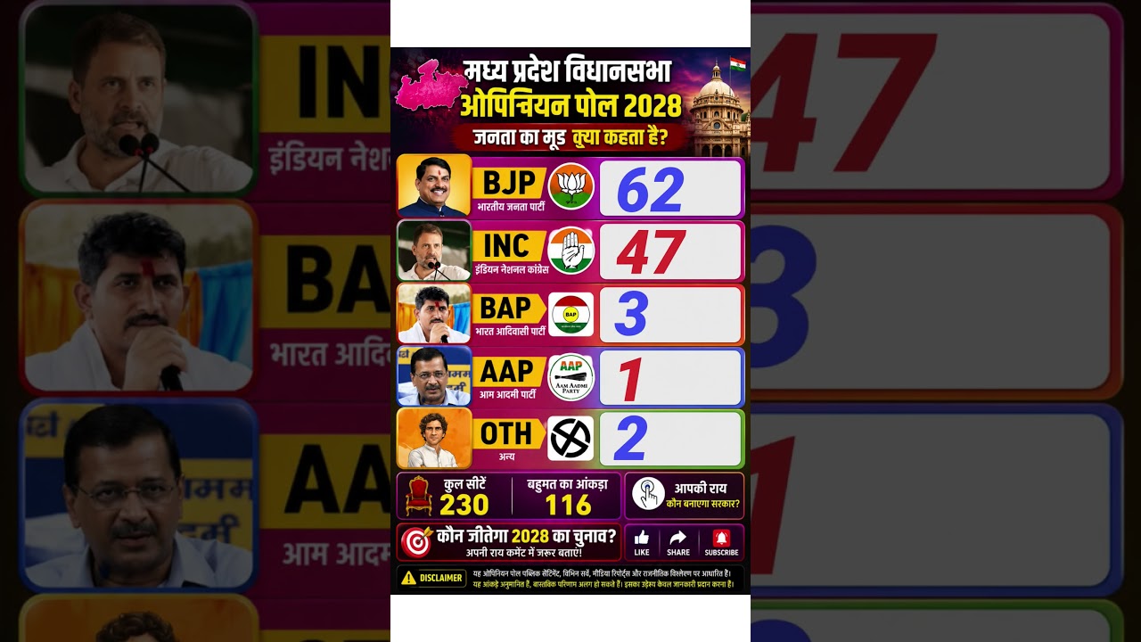 📈 MP Politics Biggest Battle! ⚔️ BJP vs INC vs BAP vs AAP | Opinion Poll 2028