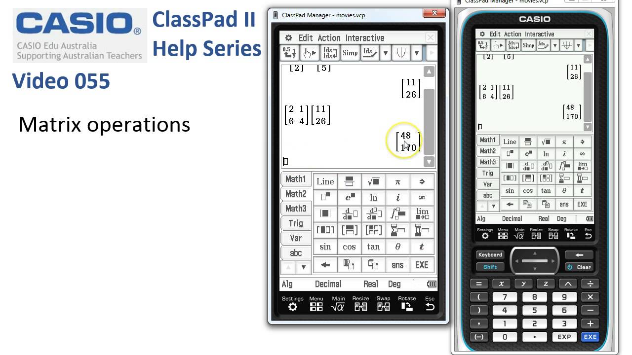 ClassPad Help 55 - Matrix Operations