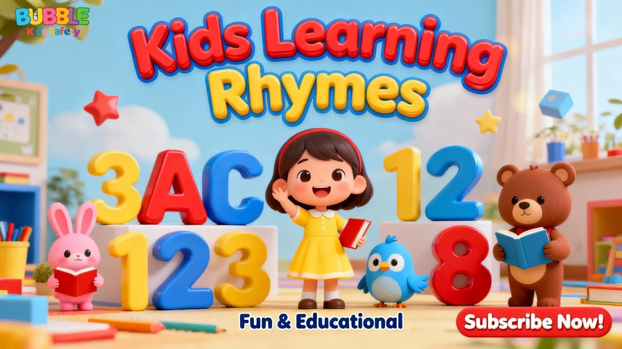 Nursery Rhymes Compilation for Kids 🎵 ABC, 123, Sharing Song, Cluck Cluck | Bubble Kids Safety