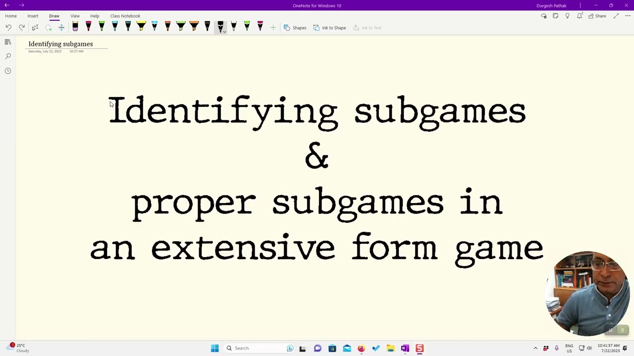 Identifying subgames and proper subgames in an extensive form game