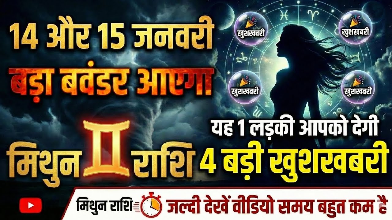 मिथुन राशि : 14 और 15 जनवरी बड़ा बवंडर आएगा, यह 1 लड़की आपको देगी 4 बड़ी खुशखबरी, जल्दी देखें वीडियो