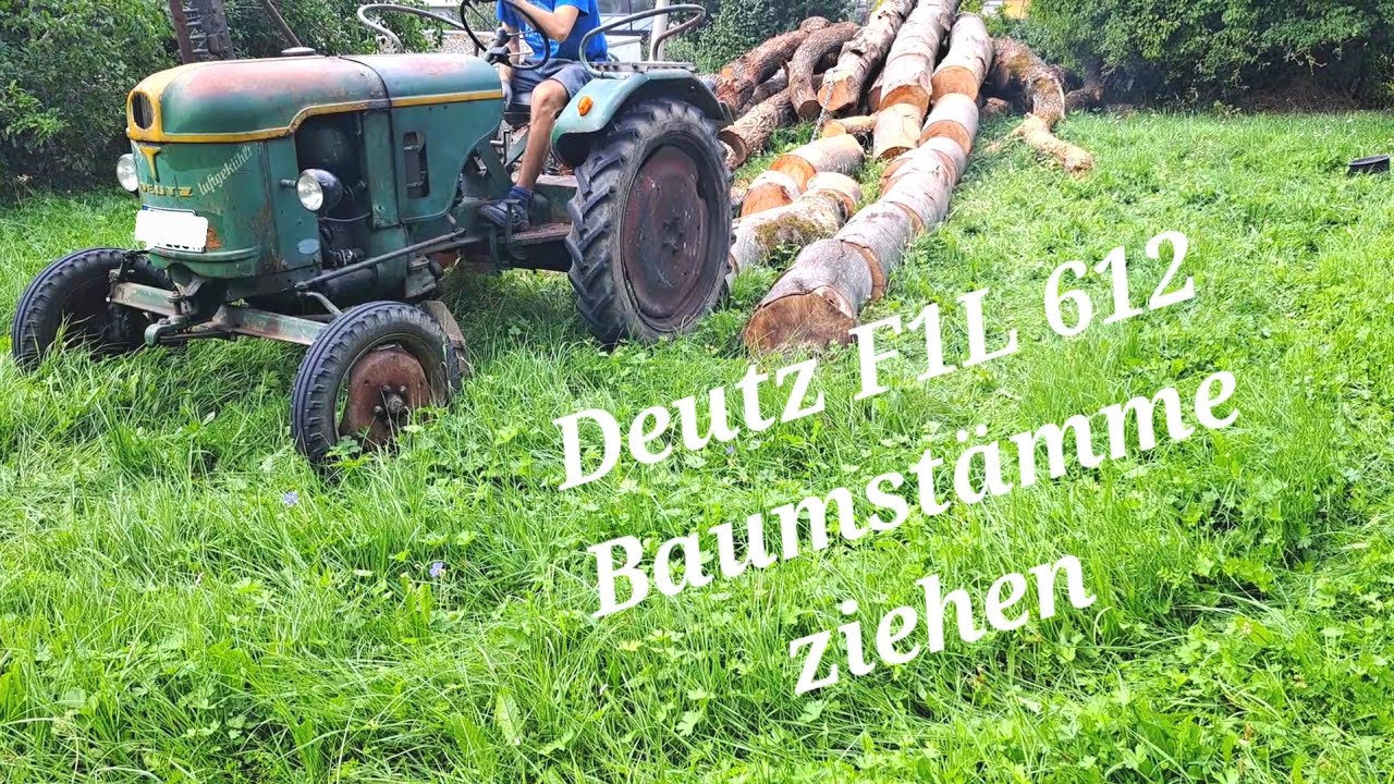 Deutz F1L 612 Oldtimer Bauernschlepper Holz rücken Baumstämme ziehen ohne Hydraulik 11er Deutz Sound