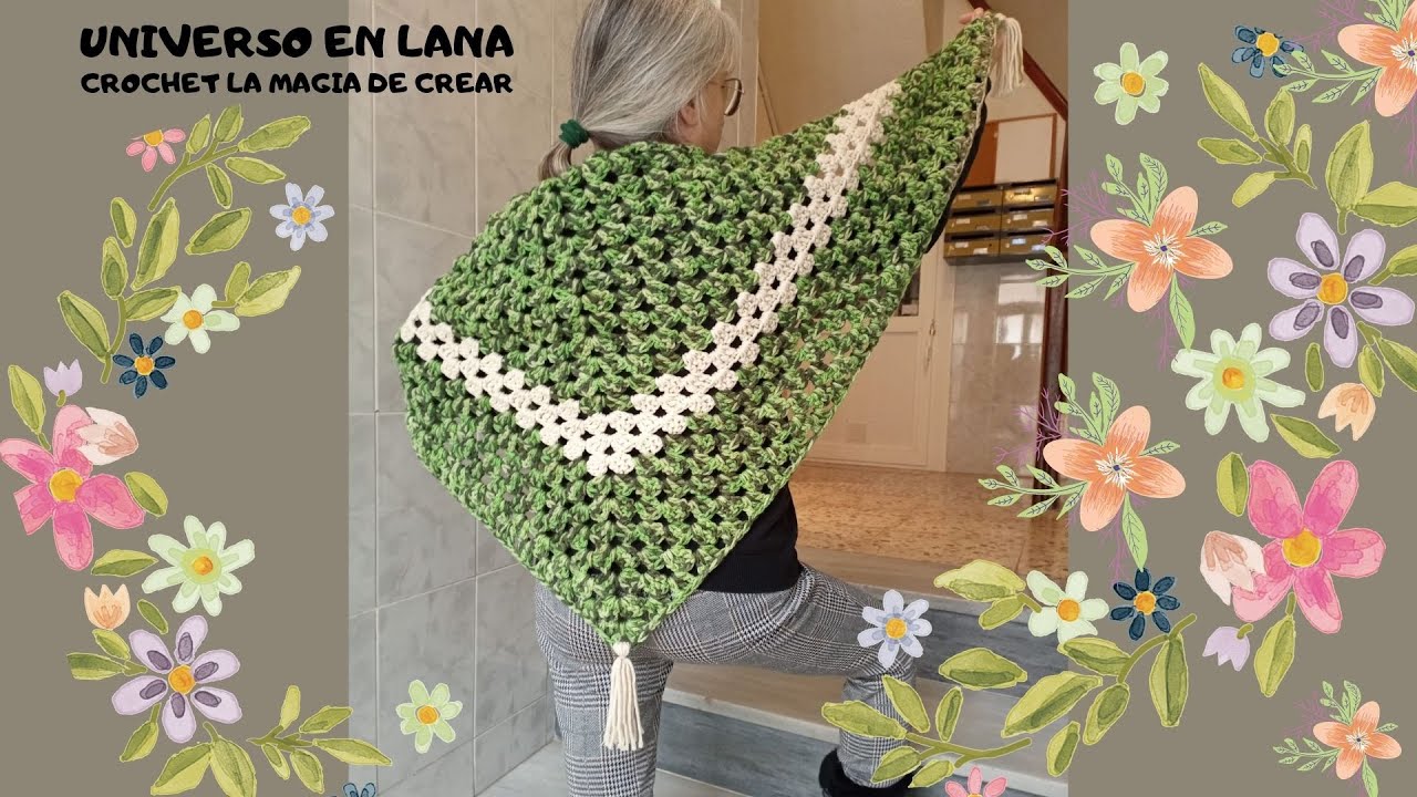 Chal de invierno tejido a crochet para principiantes, paso a paso.