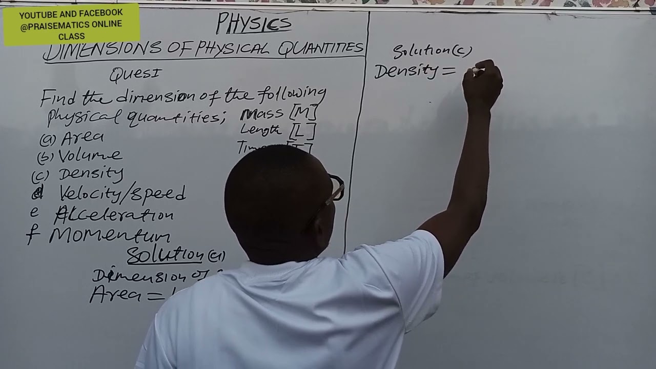 THE DIMENSION OF DENSITY, VELOCITY, ACCELERATION, MOMENTUM,AREA AND VOLUME.