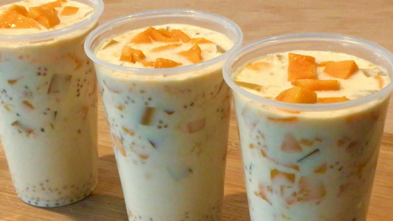 (EngSub) Nước Thạch Sữa Rau Câu Xoài Mát Lạnh | Mango Jelly Drink | Mango Sago't Gulaman