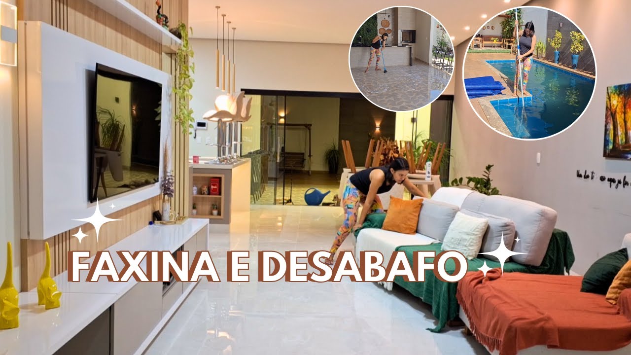 FAXINA E DESABAFO ... ESFREGUEI REJUNTES com CIF , limpei piscina e organizei a casa