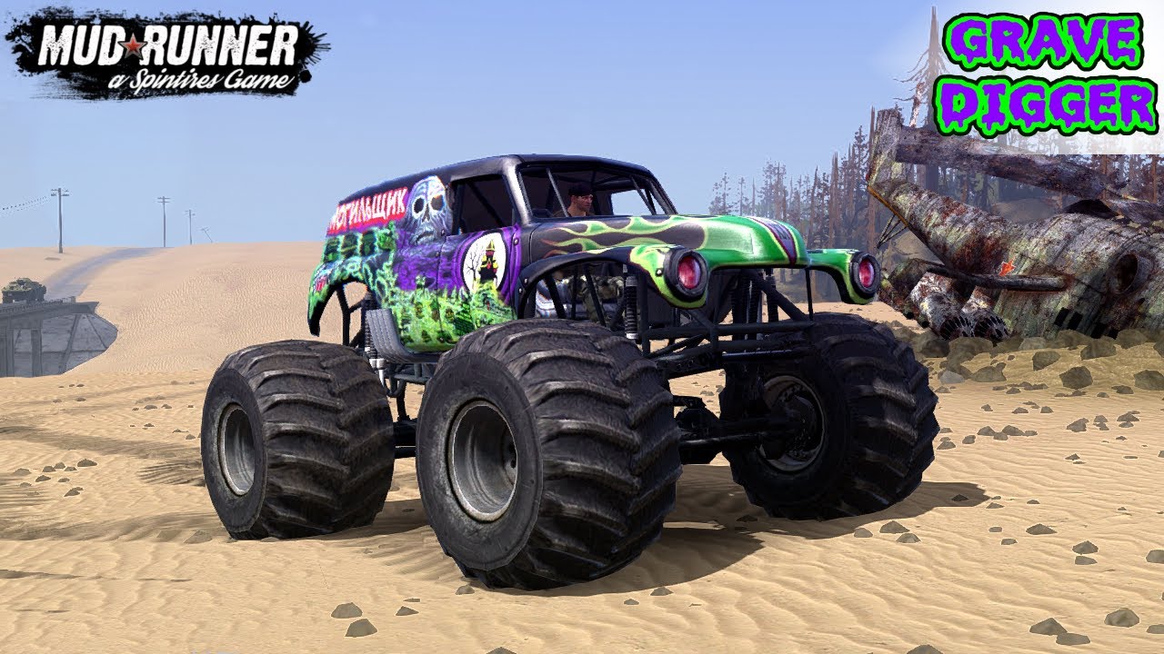 Spintires: MudRunner - GRAVE DIGGER MONSTER TRUCK Driving In A Post Apocalyptic World
