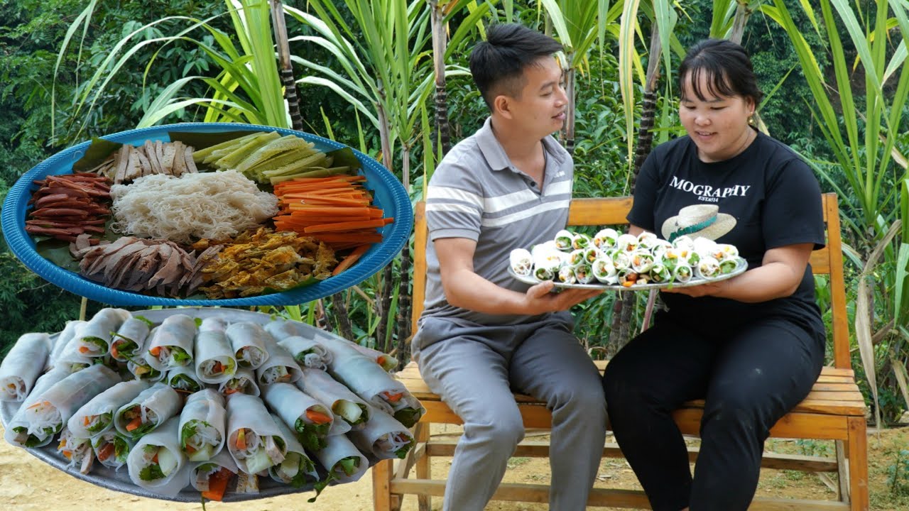 Process of choosing delicious food to make rice rolls for sale on the market|Simple life