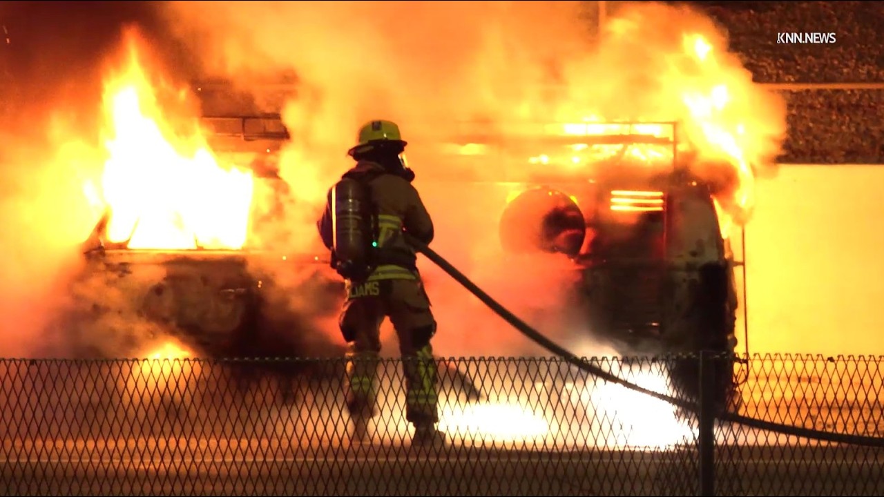 Volkswagen Van Burns on Westbound Shoulder of U.S. 60 in Tempe