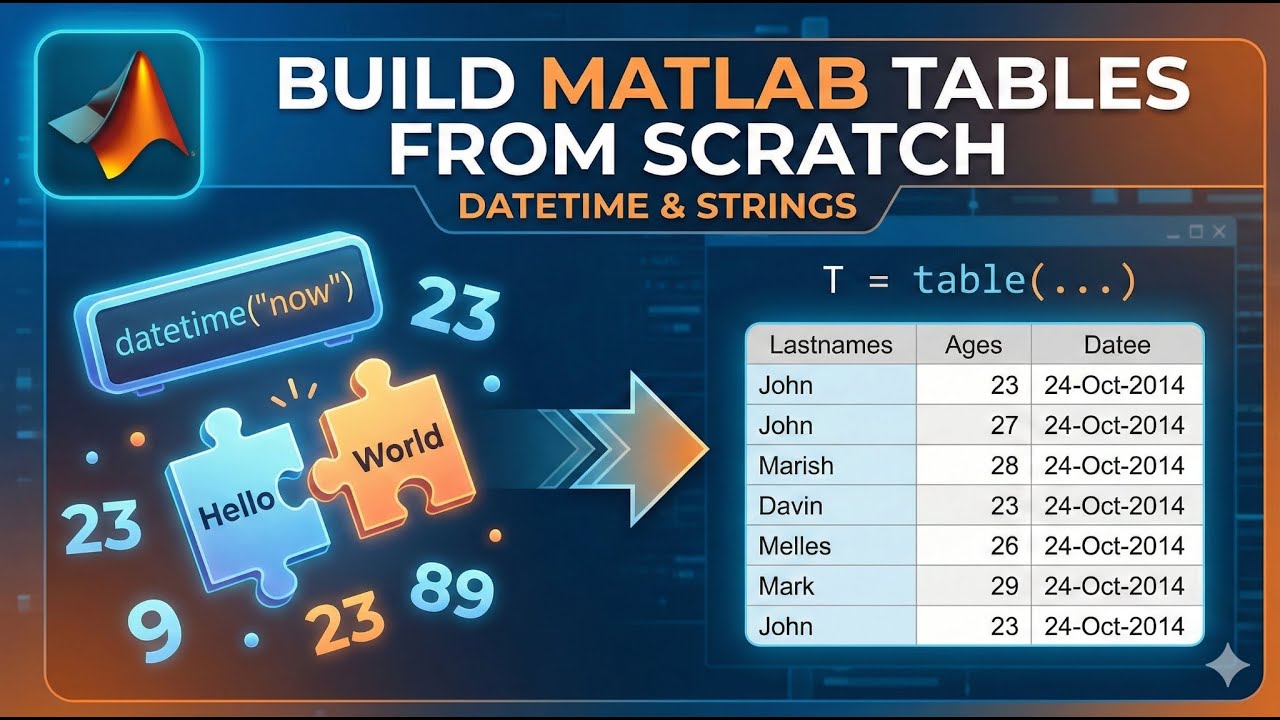 MATLAB Essentials: Datetime, Strings, and Creating Tables from Scratch
