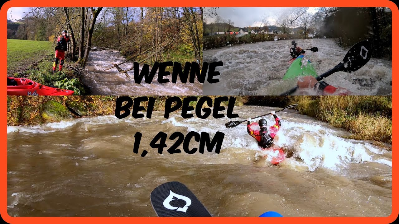 High water Kayaking on Wenne, Hochwasser Paddeln auf der Wenne Pegel 142cm