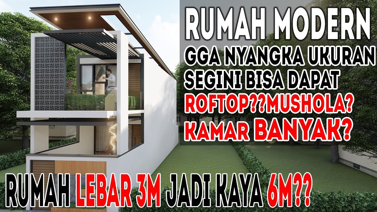Desain rumah 3x12 meter 2 lantai! [2kamar,rooftop,dan mushola]