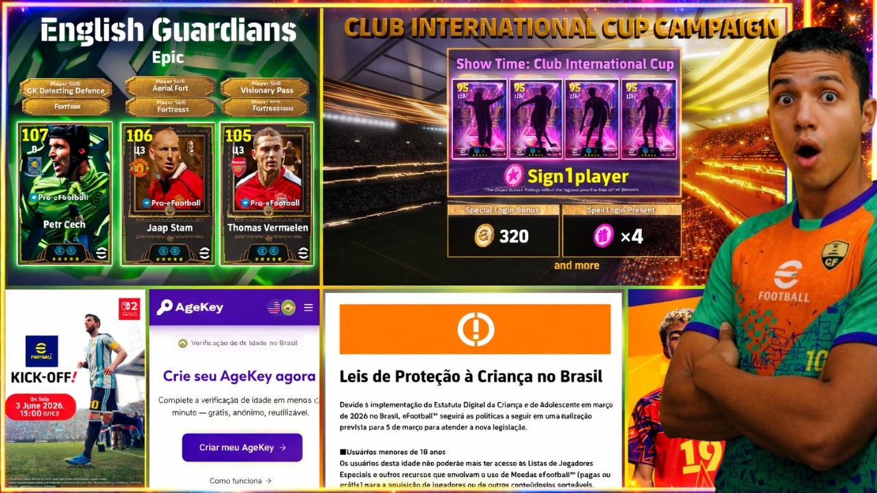 NOVA CAMPANHA! 🚨 PROBLEMA DE VERIFICAÇÃO DE IDADE + NOVOS ÉPICOS | eFootball 2026