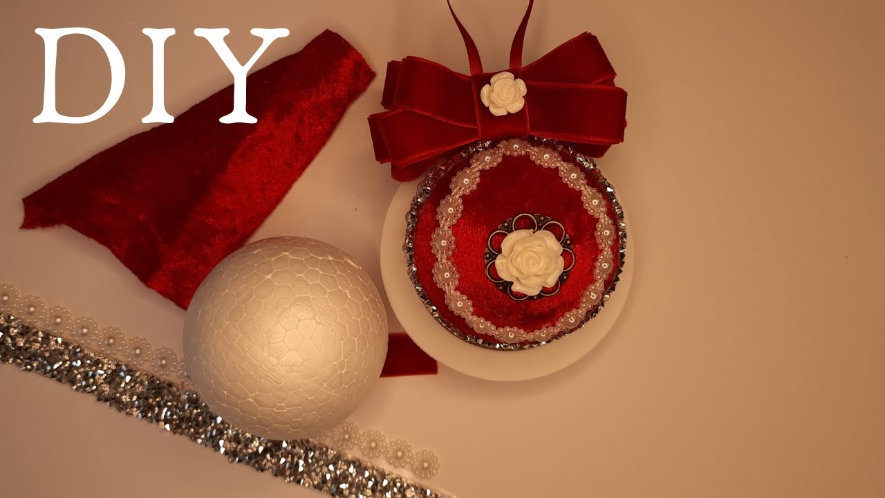 Christmas balls/how to cover a foam ball with velve#如何用天鵝絨覆蓋泡沫球