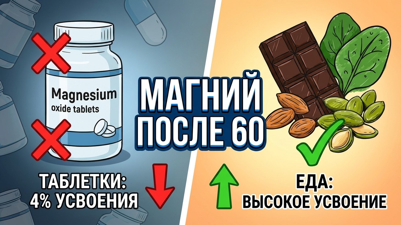Прекратите покупать магний ПОСЛЕ 60! Этот продукт усваивается в 600 раз лучше