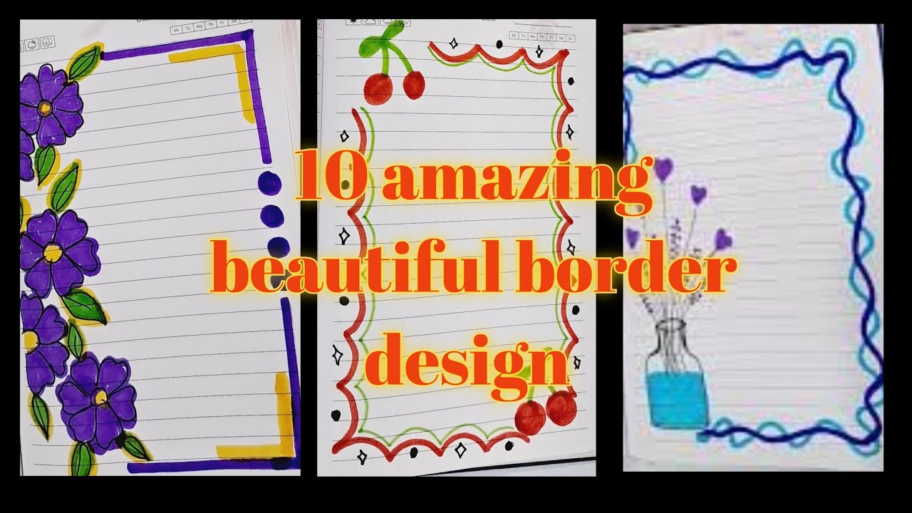 10 amazing beautiful border design for school project work assignment design ❤️ easy border design 