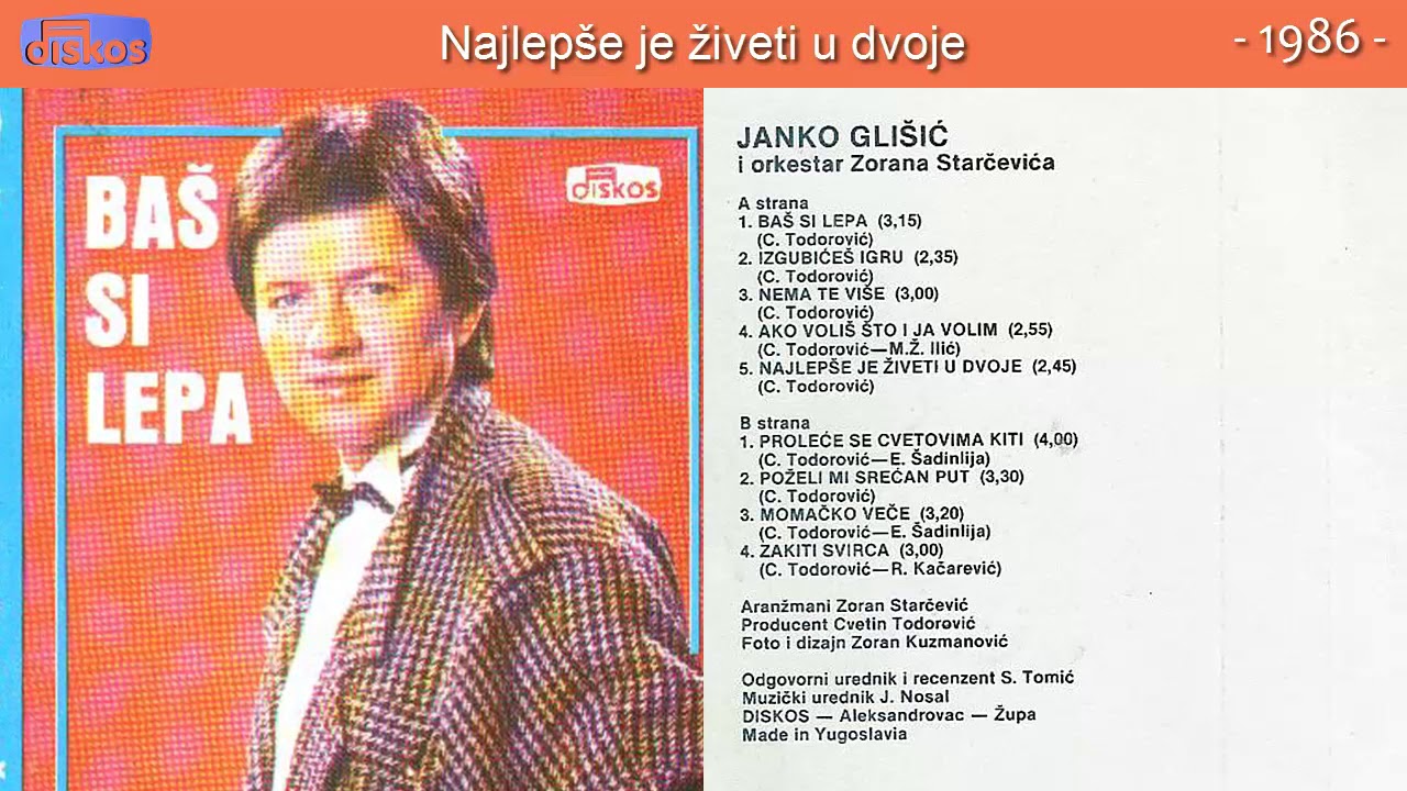 Janko Glisic - Najlepse je ziveti u dvoje - (Audio 1986)