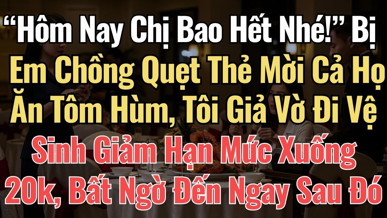 “Nay Chị Bao Hết Nhé!” Em Chồng Quẹt Thẻ Mời Cả Họ Ăn Tôm Hùm, Tôi Vờ Đi Vệ Sinh Giảm Hạn Mức Xuống