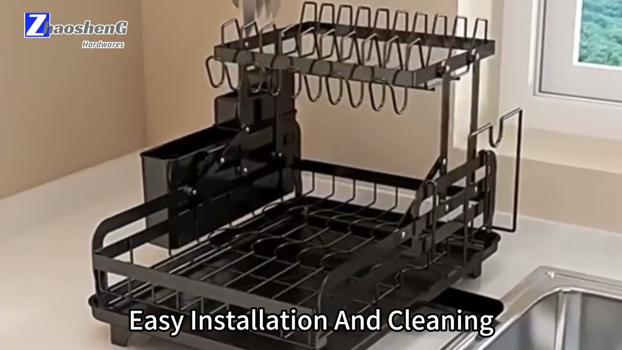 Kitchen Upgrade: 2-Tier Foldable Dish Rack with 360° Drainage