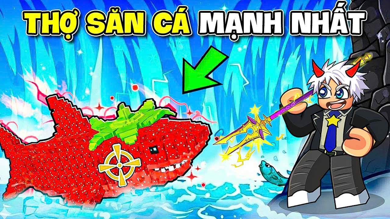 BI HUỲNH SĂN CÁ MẬP BẰNG ĐINH BA SẤM SÉT VÀ TỎ TÌNH THẤT BẠI TRONG ROBLOX 🤣
