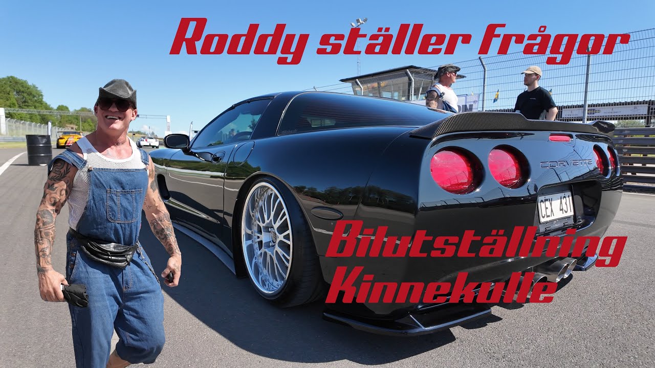 Roddy intervjuar och tittar p&aring; utst&auml;llningsbilar - ARN Racing Slaget om Axevalla