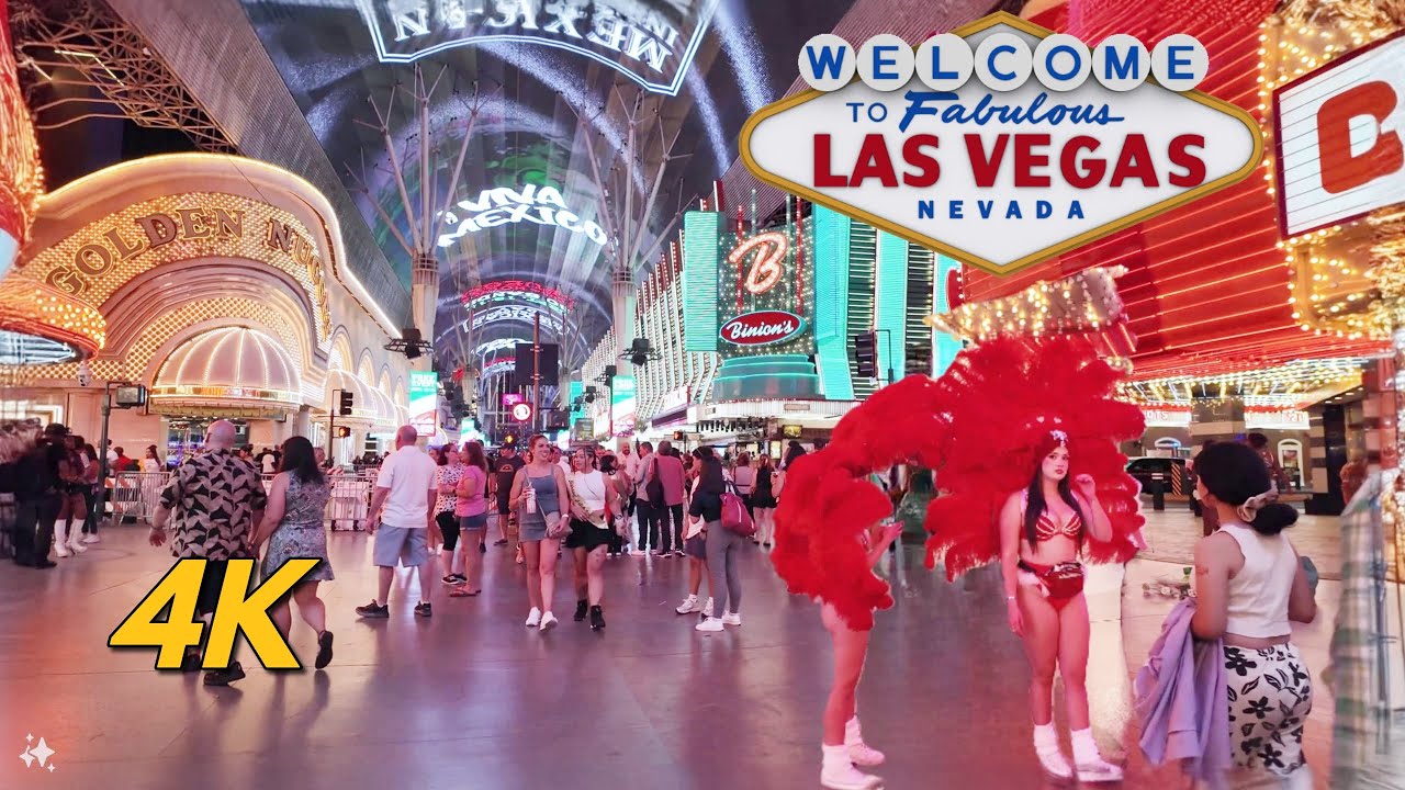 Fremont Street Walk | Las Vegas 🇺🇸 Nightlife & Entertainment | [4K HDR]