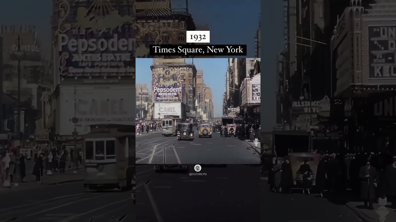 Times Square, NYC in 1932 (Old Footage) #history #nyc #timessquare
