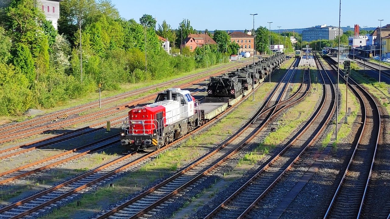 DB Cargo DE18 118 DBC BR 4185 Militärzug Panzerzug Leopard Panzer Bayreuth NBY