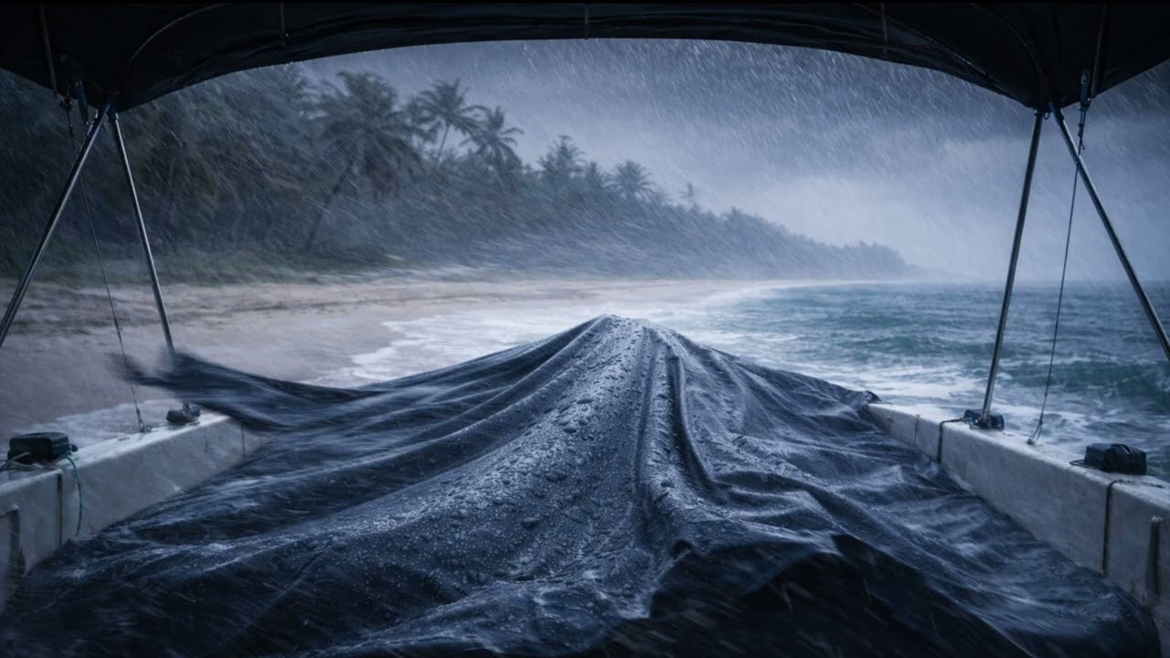 Wind and Rain on a Boat Cover During a Tropical Storm – Deep Sleep, Relax and Focus 8 Hours
