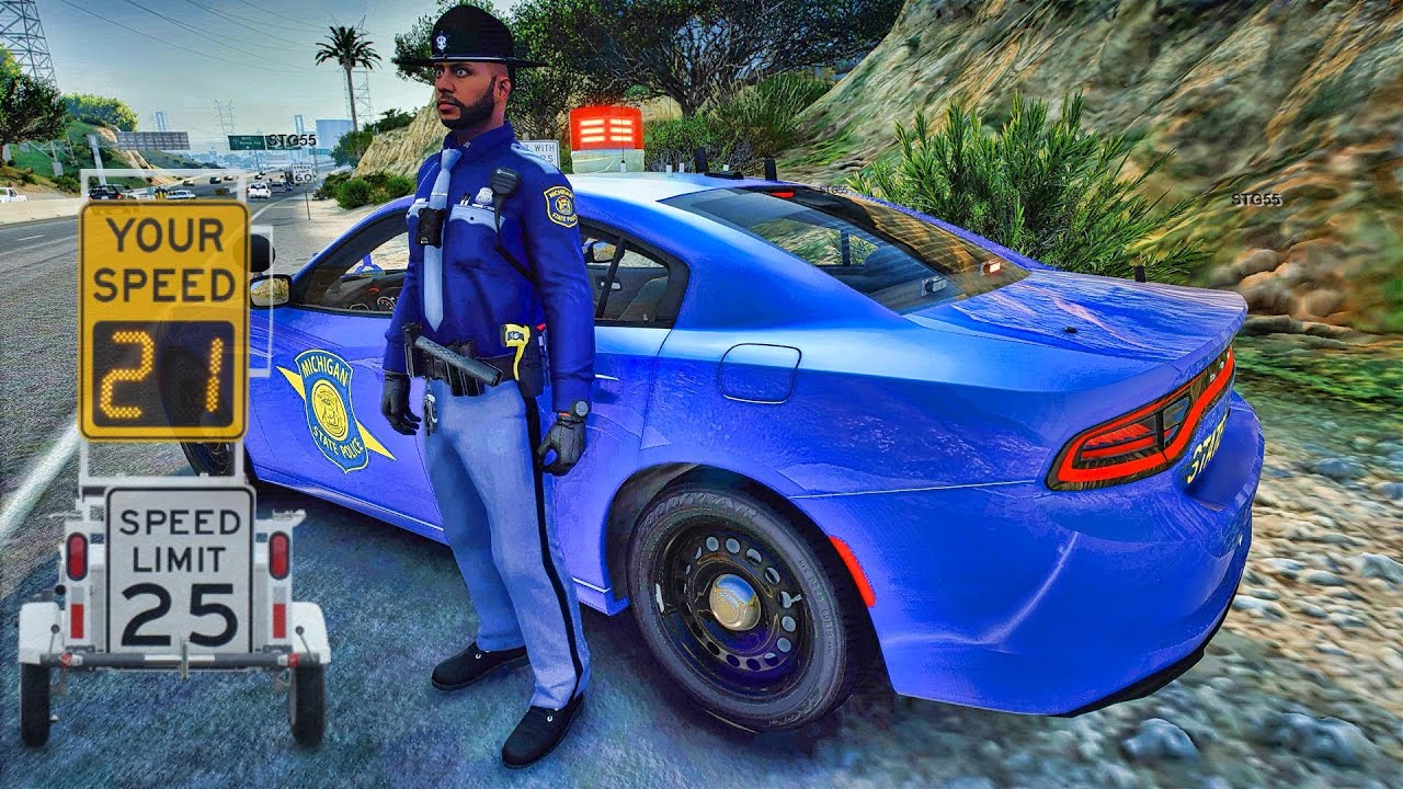 Playing GTA 5 As A POLICE OFFICER Highway Patrol| Michigan| GTA 5 Lspdfr Mod| 4K