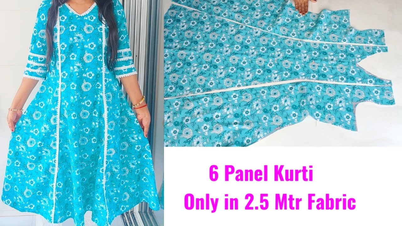 6 Panel Kurti cutting and stitching | Flared Kurti cutting and stitching