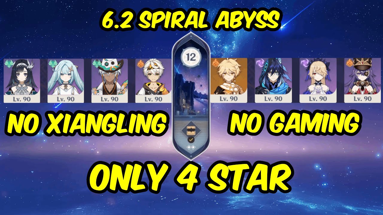 6.2 Spiral Abyss - Only 4 Star Characters & Weapons and Pyro Traveler - Genshin Impact