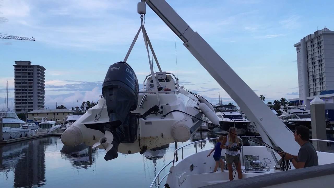 Ep. 9 Launching the dinghy from MY Ammonite (Nordhavn 78).