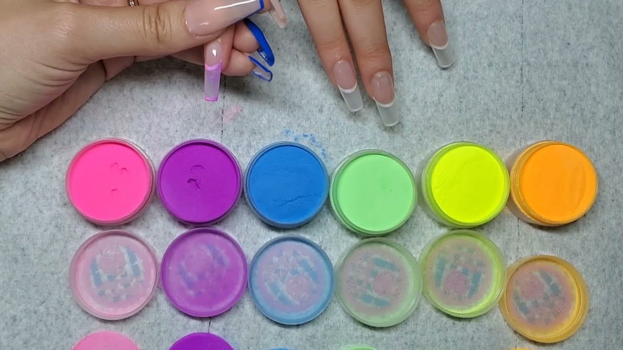 Long Square Gel X Nails | Pigment Powder French Outline Design | Ft. Rosalind