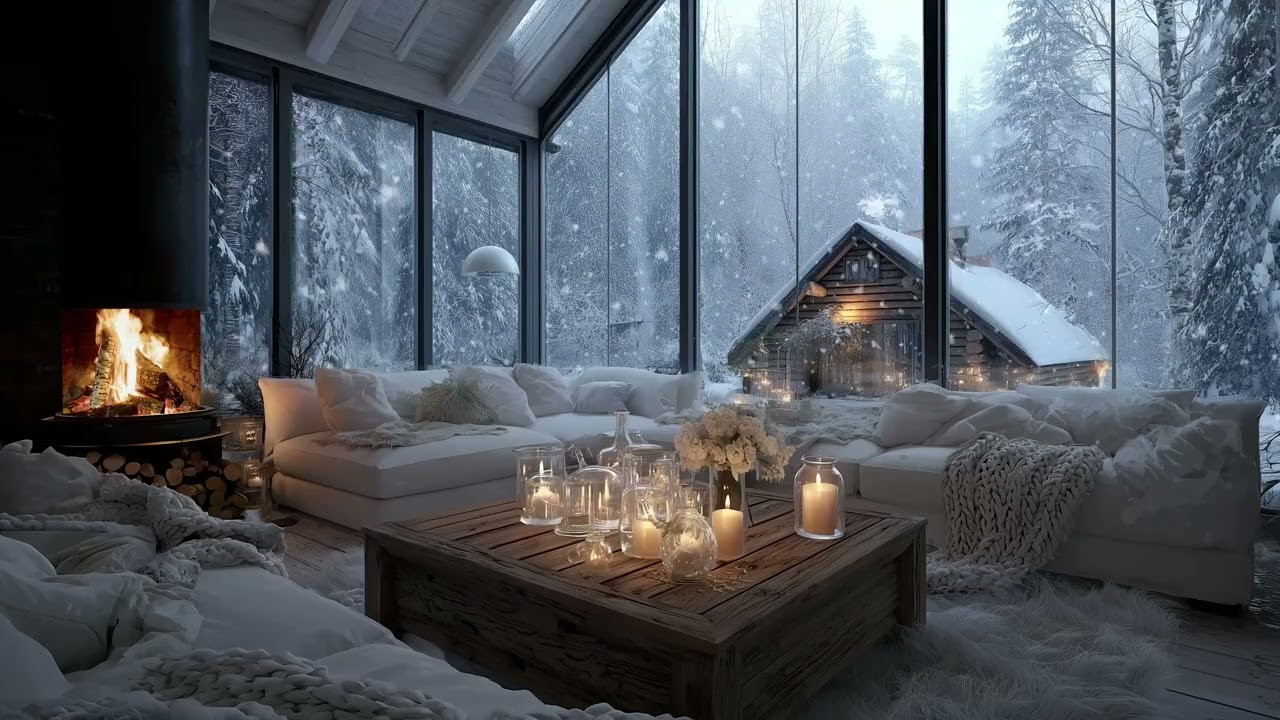 🌼🎹 3-Hour Winter Piano Session | Snowy Room with White Flowers | Focus, Study & Meditation Music