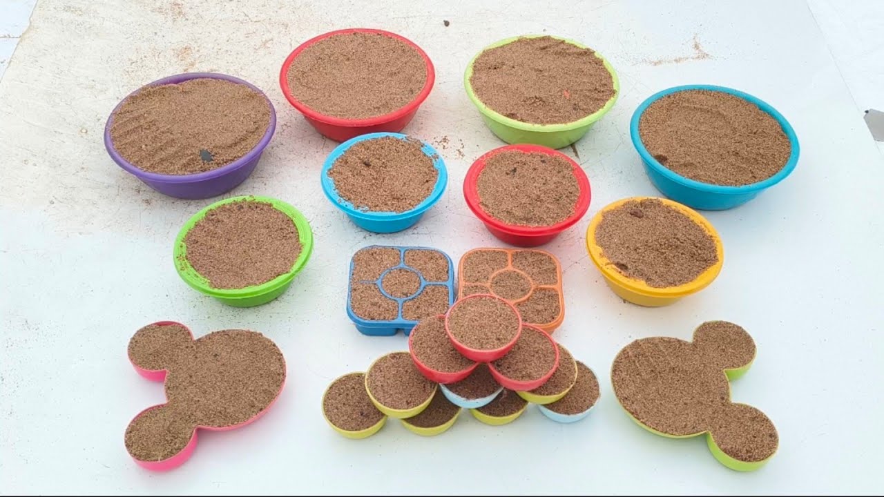 Amezing ASMR making sand art glass relaxing kinetic deasrt Sand clay cake