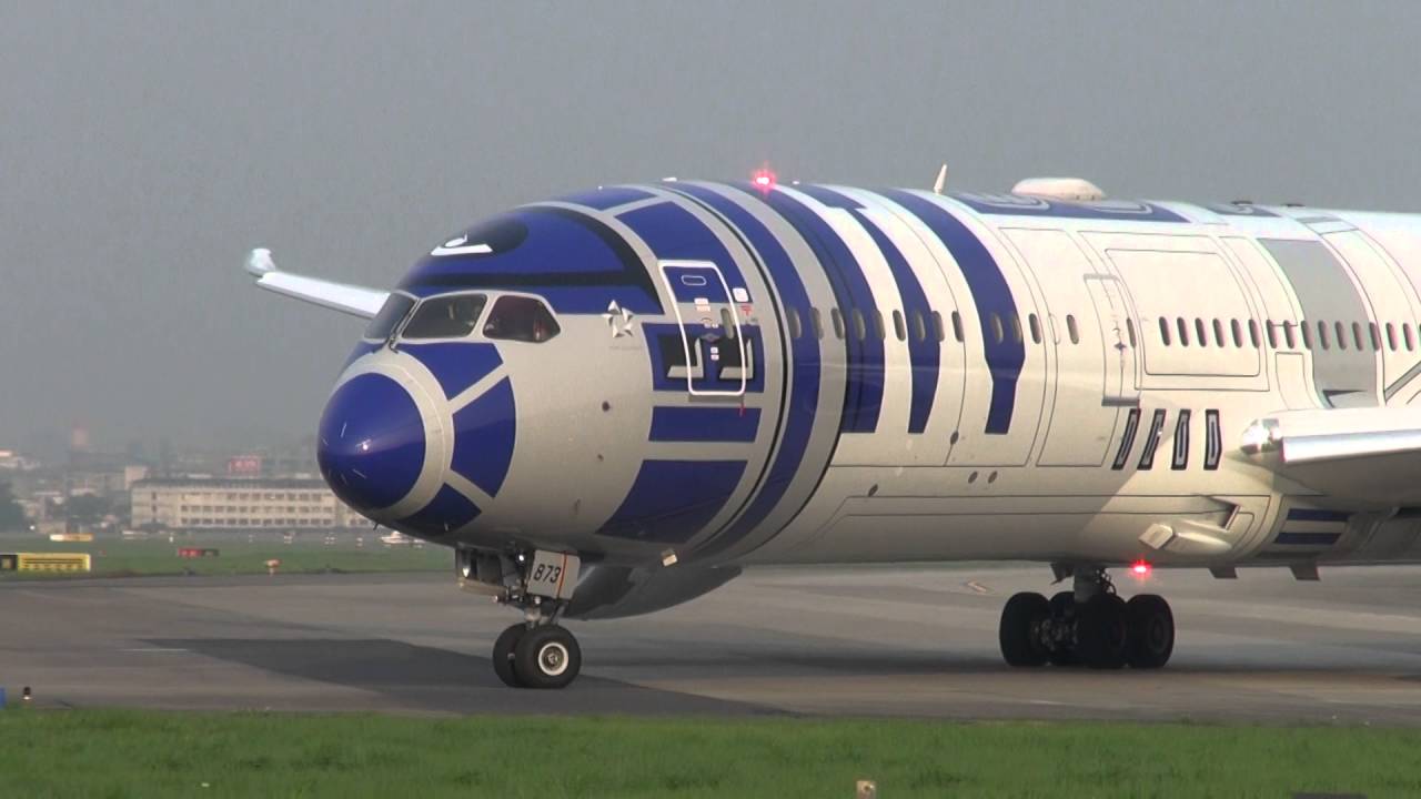 2016-04-16全日空ANA NH854 (JA873A) 松山TSA-羽田HND Takeoff Rwy10 (B787-9) Star Wars R2-D2 Livery