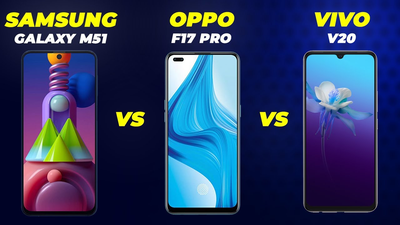 Vivo v20 vs Samsung galaxy m51 vs oppo f17 pro camera comparison, battery test, gaming test