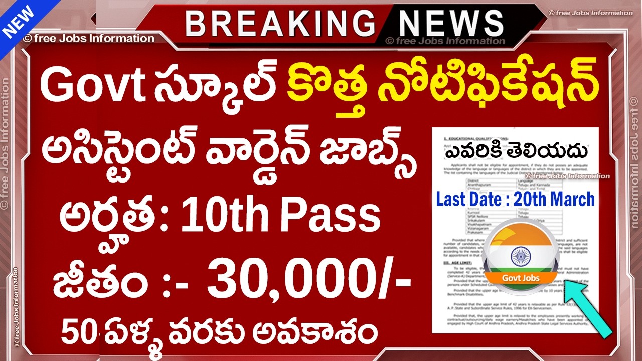 10th Pass Govt School Jobs 2026 | Government School MTS Job Vacancy 2026 Application Process