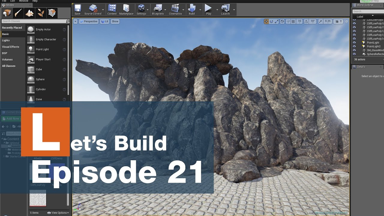 Let's Build S2E21 - Export Low Poly Cliff to UE4