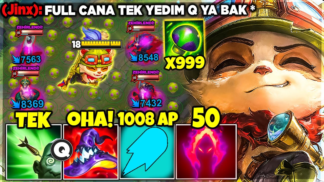 YUHH !! 1008 AP 50 KARAHASAT TEEMO !! Q = TEK ŞOK GEÇİRDİLER !!
