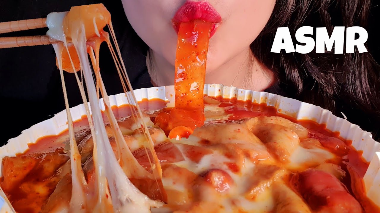 ASMR Сырный пряный Рисовый пирог TTEOKBOKKI Едят звуки 🔥 + Китайская лапша Мок-Бэнг жевательные