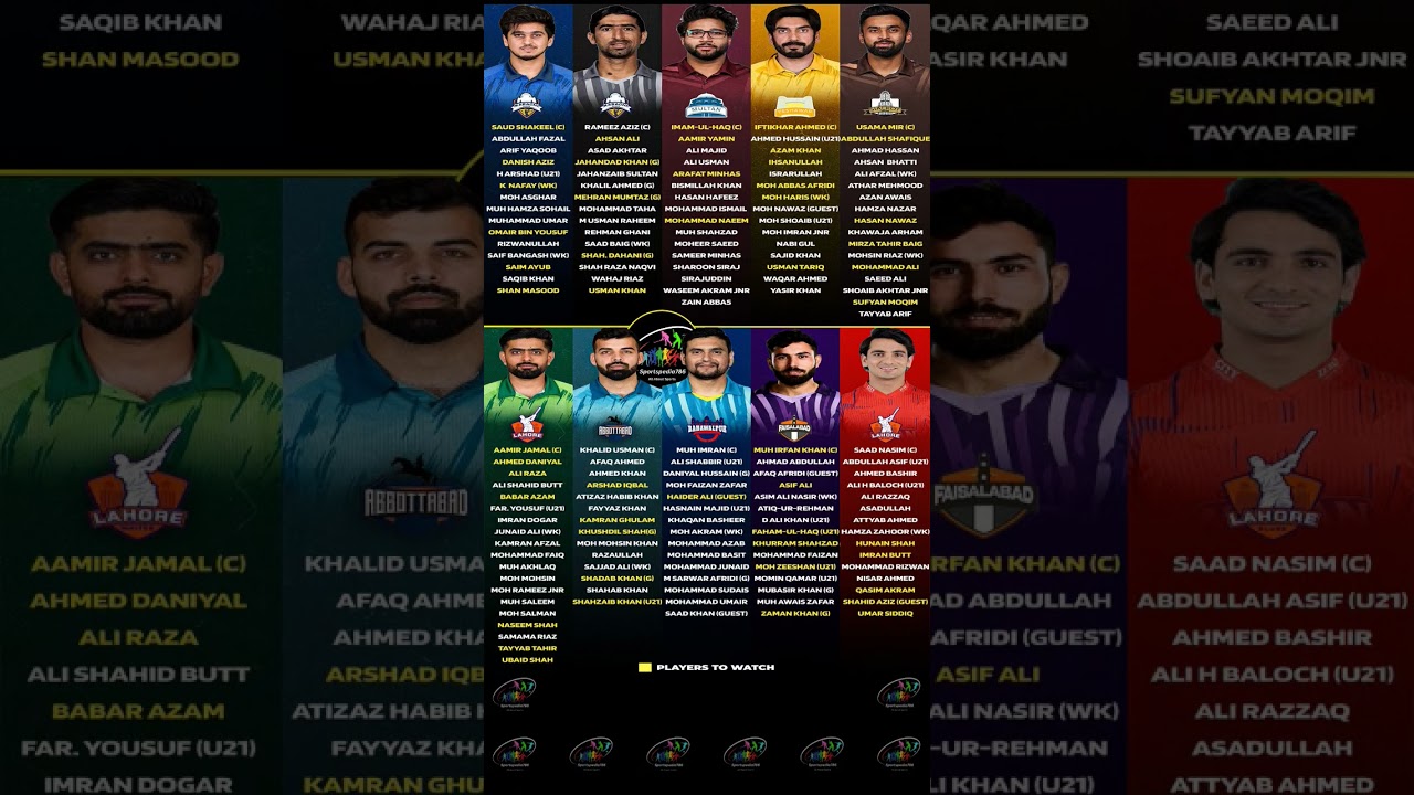 Pakistan National T20 Cup 2026 - All Teams Squads