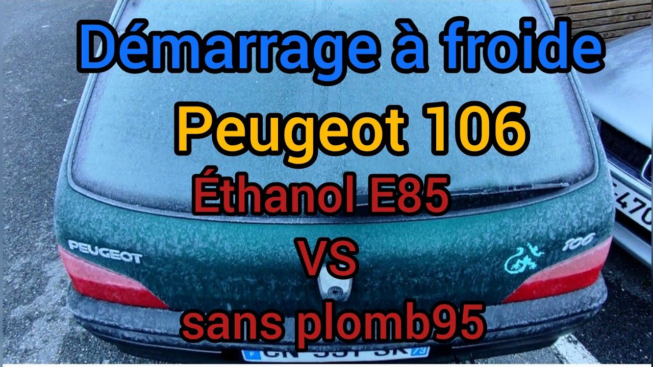 démarrage à froid de Peugeot 106 éthanol e85 VS essence #peugeot_106