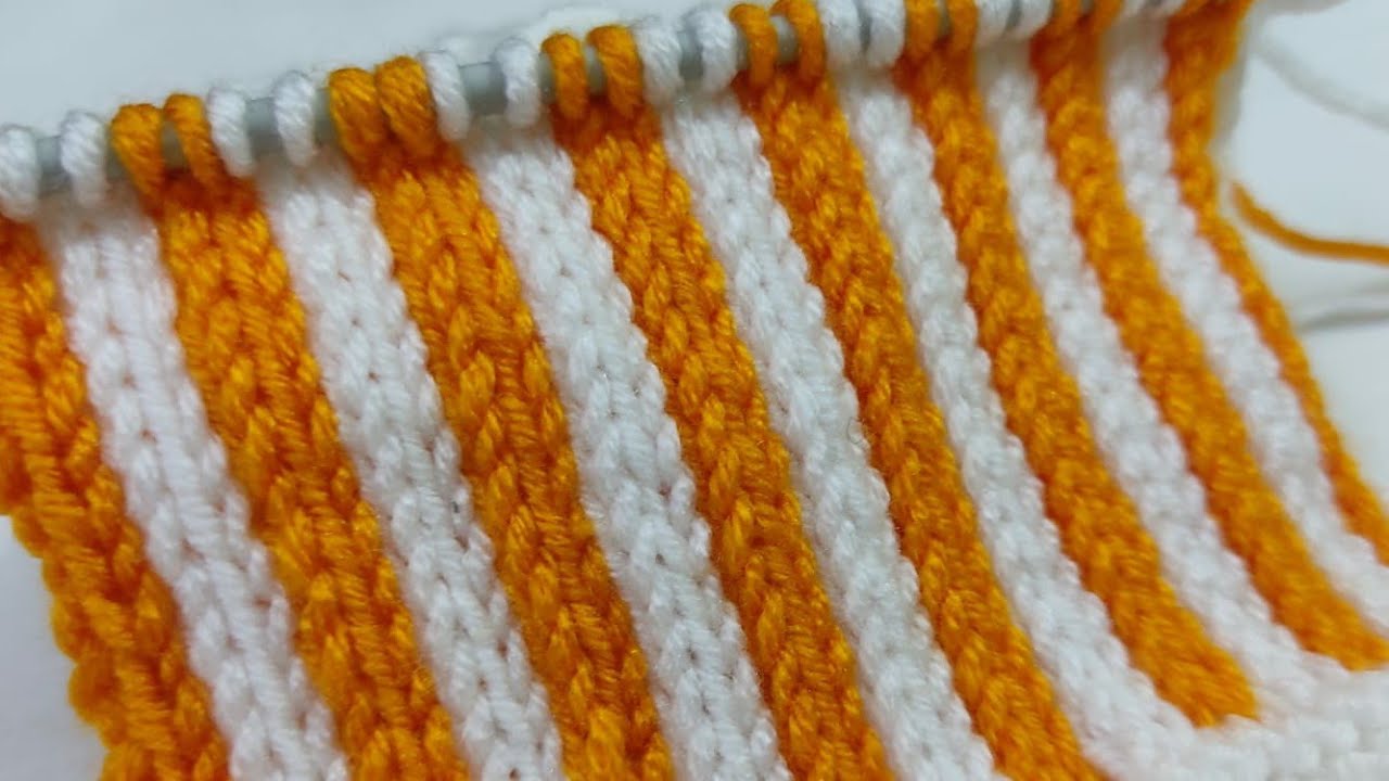 Vertical Strip pattern | two colours knitting design | two colors knitting pattern | CROCHETKNITTING