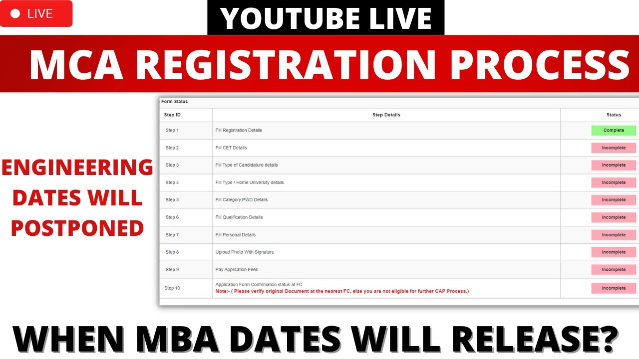 MCA REGISTRATION PROCESS 2022 | Engineering Will Postponed ?
