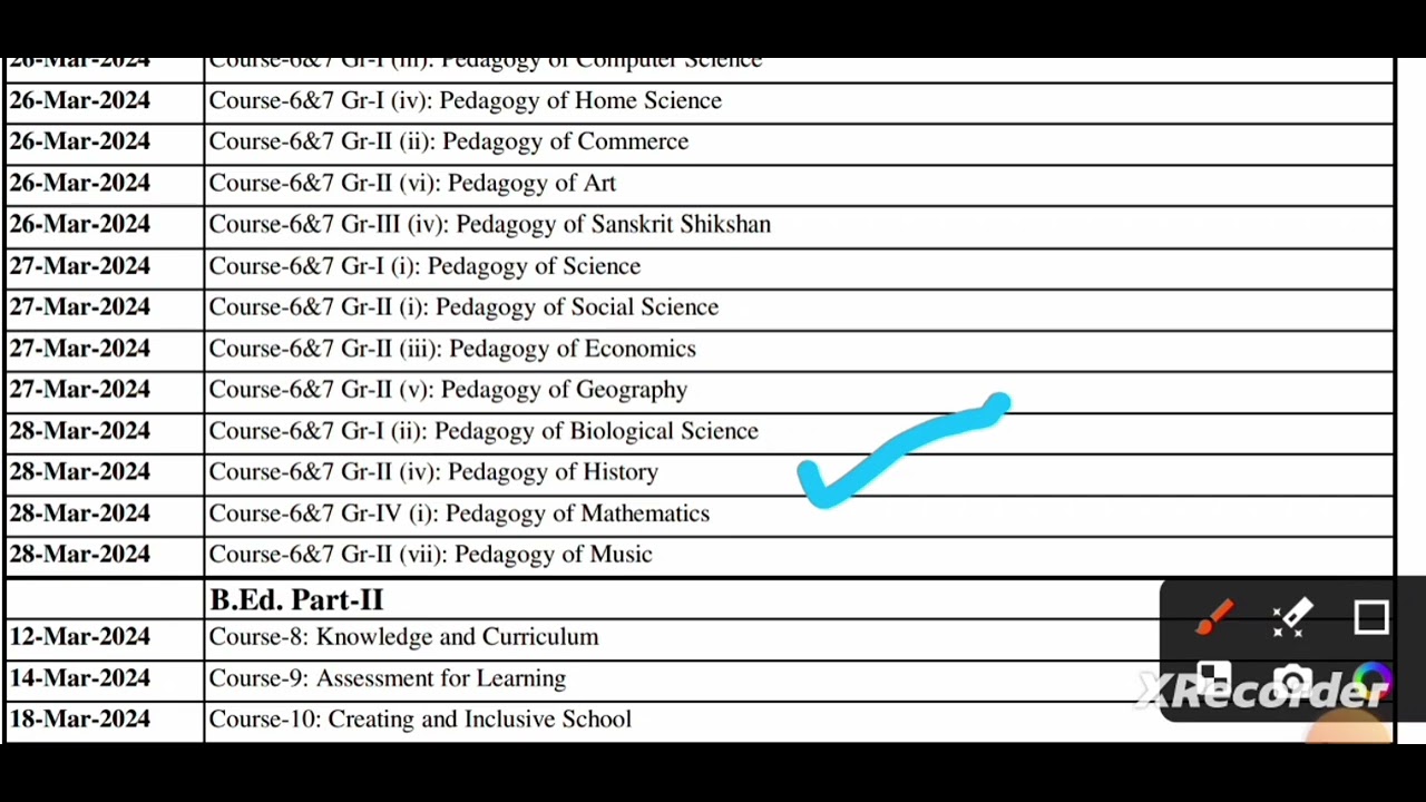 kuk B.ed re-appear date sheet 1st & 2n year 2023-24